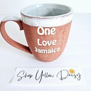 One Love Jamaica Handmade Clay Glazed Coffee‎ Mug~F185.2